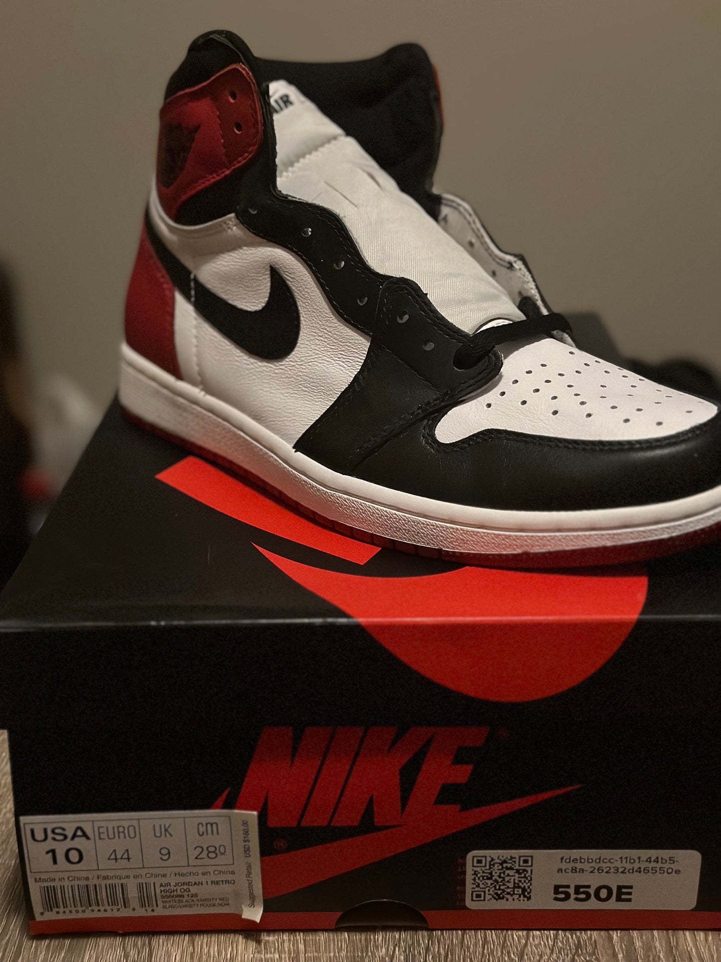 Jordan 1 Black Toe Sz 10M