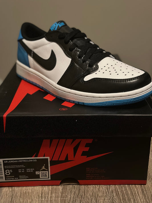 Jordan 1 Low Powder Blue Sz 8.5M, and 12M