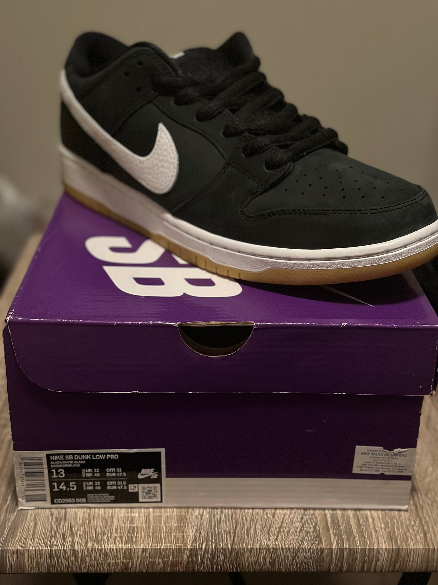 Nike SB Dunk Low Black Gum Sz 13M